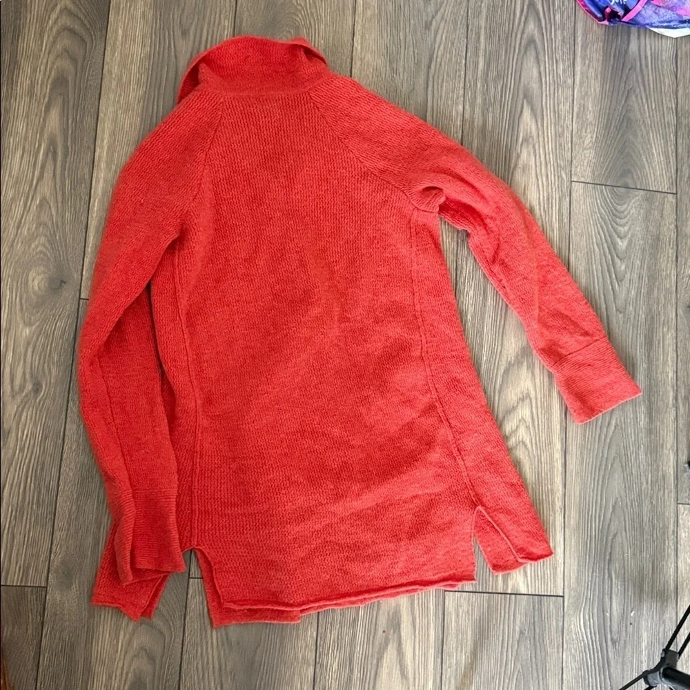Free people orange wool cardigan jacket coat oversized knit trench